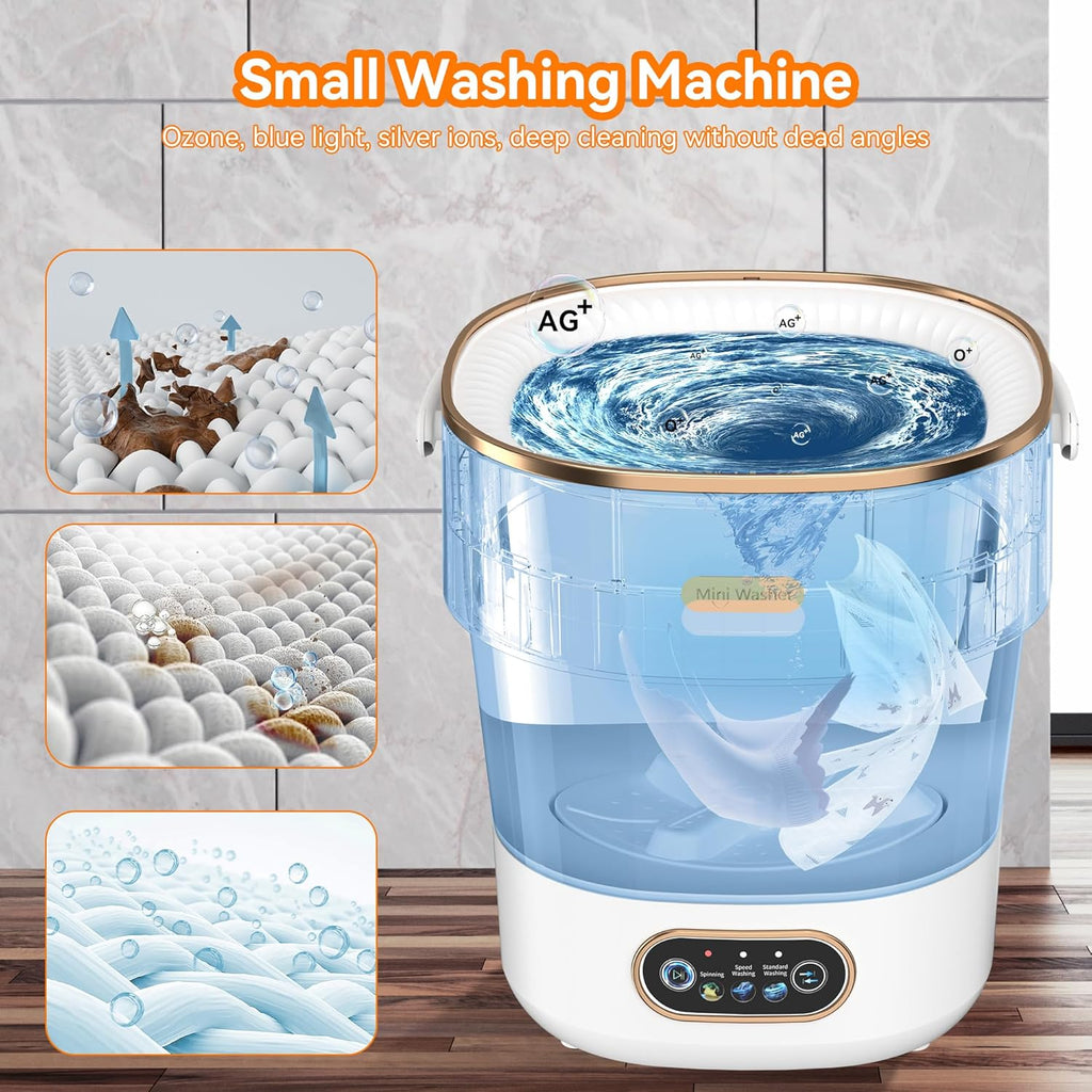 Portable Washing Machine, Folding 20L Mini Washer and Spin-Dryer, 3 Cleaning Modes & Deep Cleaning Small Compact
