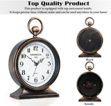 7-Inch Vintage Mantel Clock with Handle,Antique Metal Desk Clocks Battery Operated,Retro Table Clock for