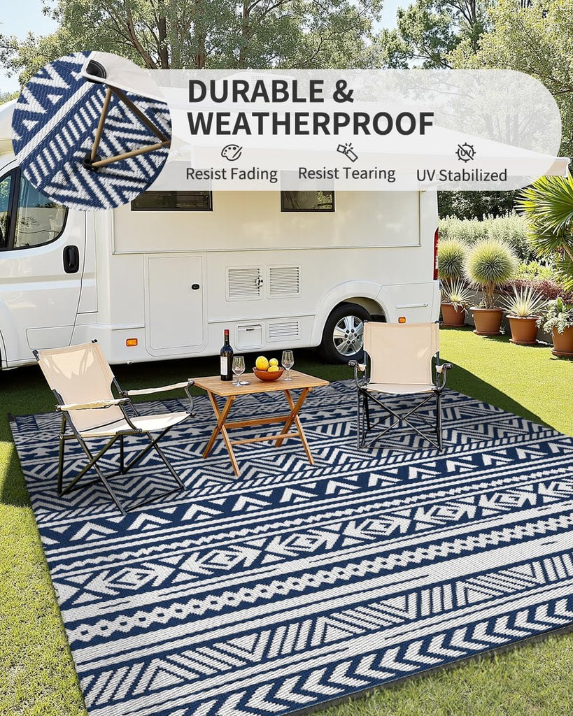 Outdoor Rug 8x10 Waterproof Outdoor Patio Rug Mat Reverisble Plastic Straw Outdoor Rug for RV Campin