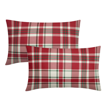 Christmas Plaid Pillow Covers 12x20 Set of 2 Red Green Cream Buffalo Checkered Xmas Tartan Lumbar Pillowcases Winter