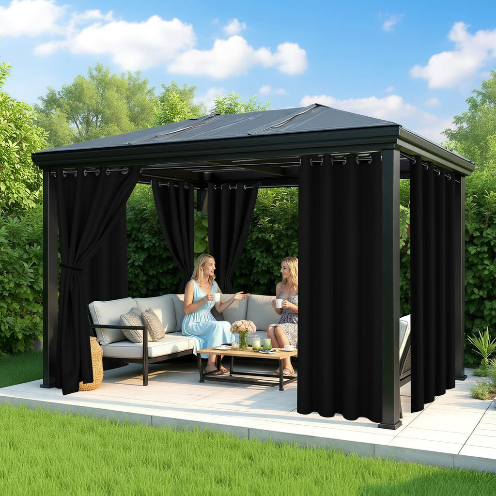 Black Outdoor Curtains Waterproof, 6 Panels 54 x 84 Inch