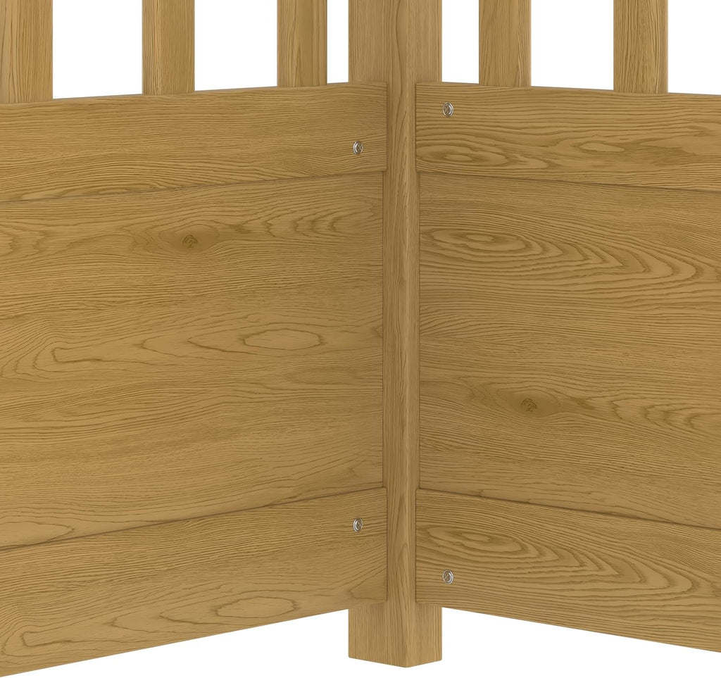 Full Canopy BedFrame, Wood Montessori House Floor Bed, Canopy Platform Bed for Kids, Natural