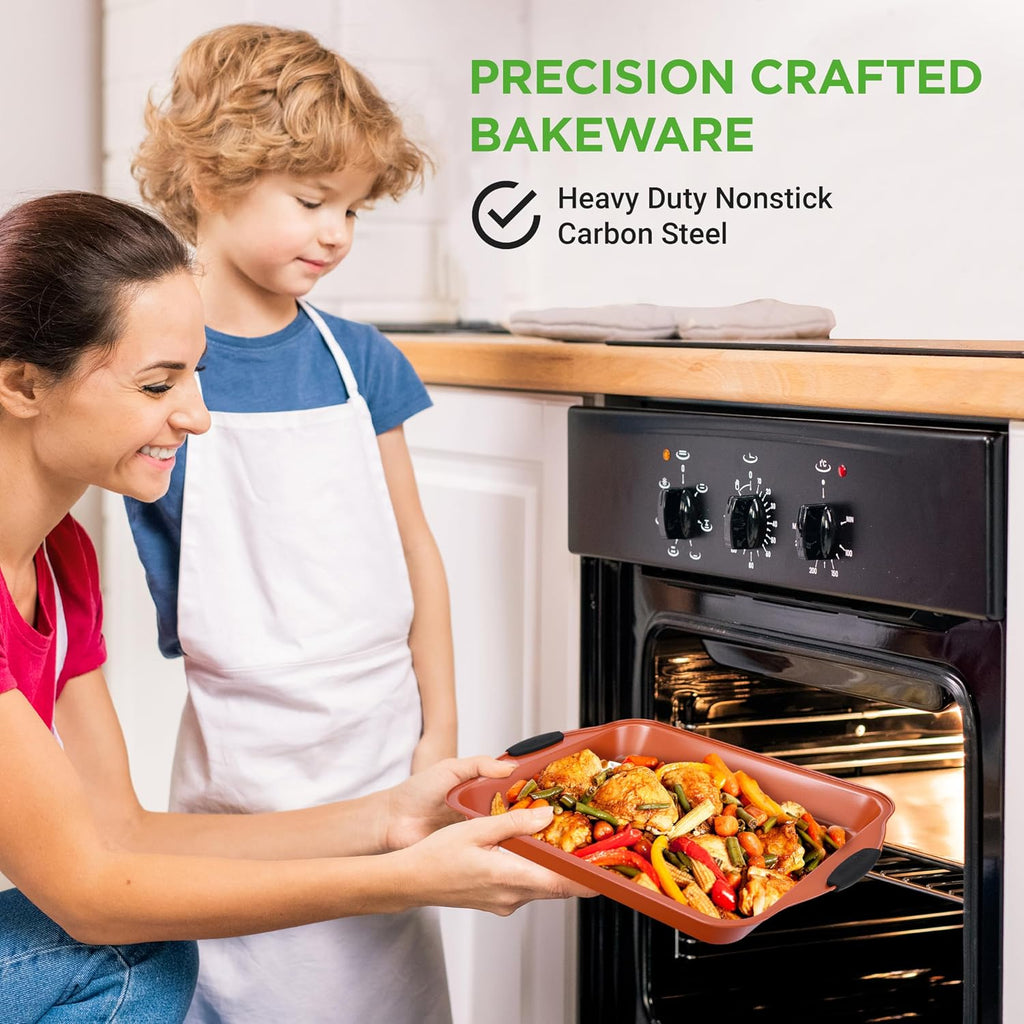 10-Piece Nonstick Pans Set - Bakeware Sets for Cookies, Cakes, & Roasting - Bakeware Includes Cookie Sheet, Muffin