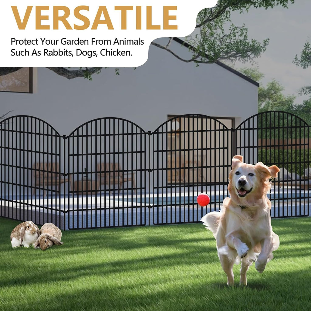 10 Panels Decorative Garden Fence, 40in (H) X 24ft (L) No Dig Dog Fences Outdoor for Yard, Rustproof Tall Metal