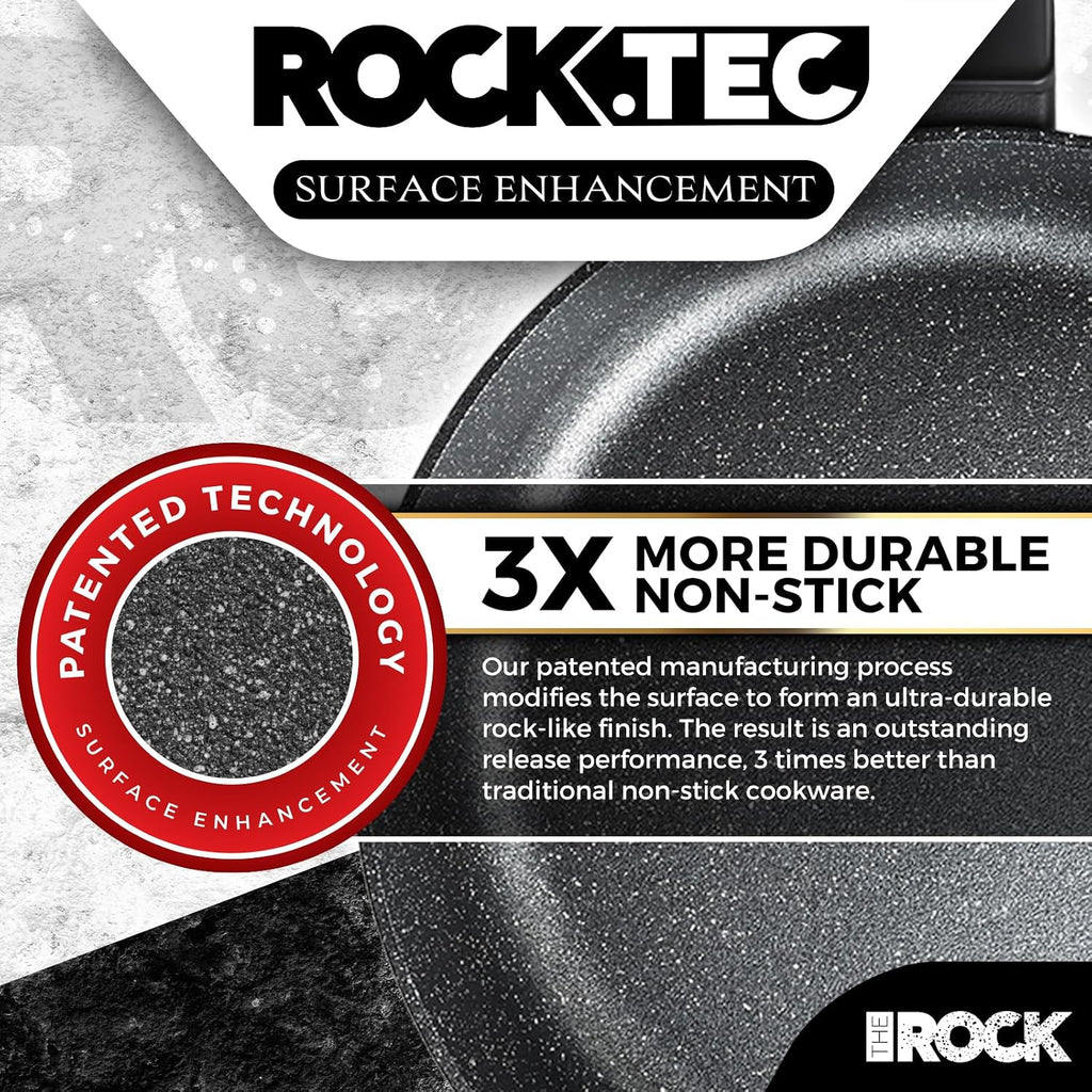 15Pcs Ceramic Cookware Set - Non toxic Pots and Pans Set Non Stick with ROCK.TEC - Nothing Sticks, Never Warps, Lasts