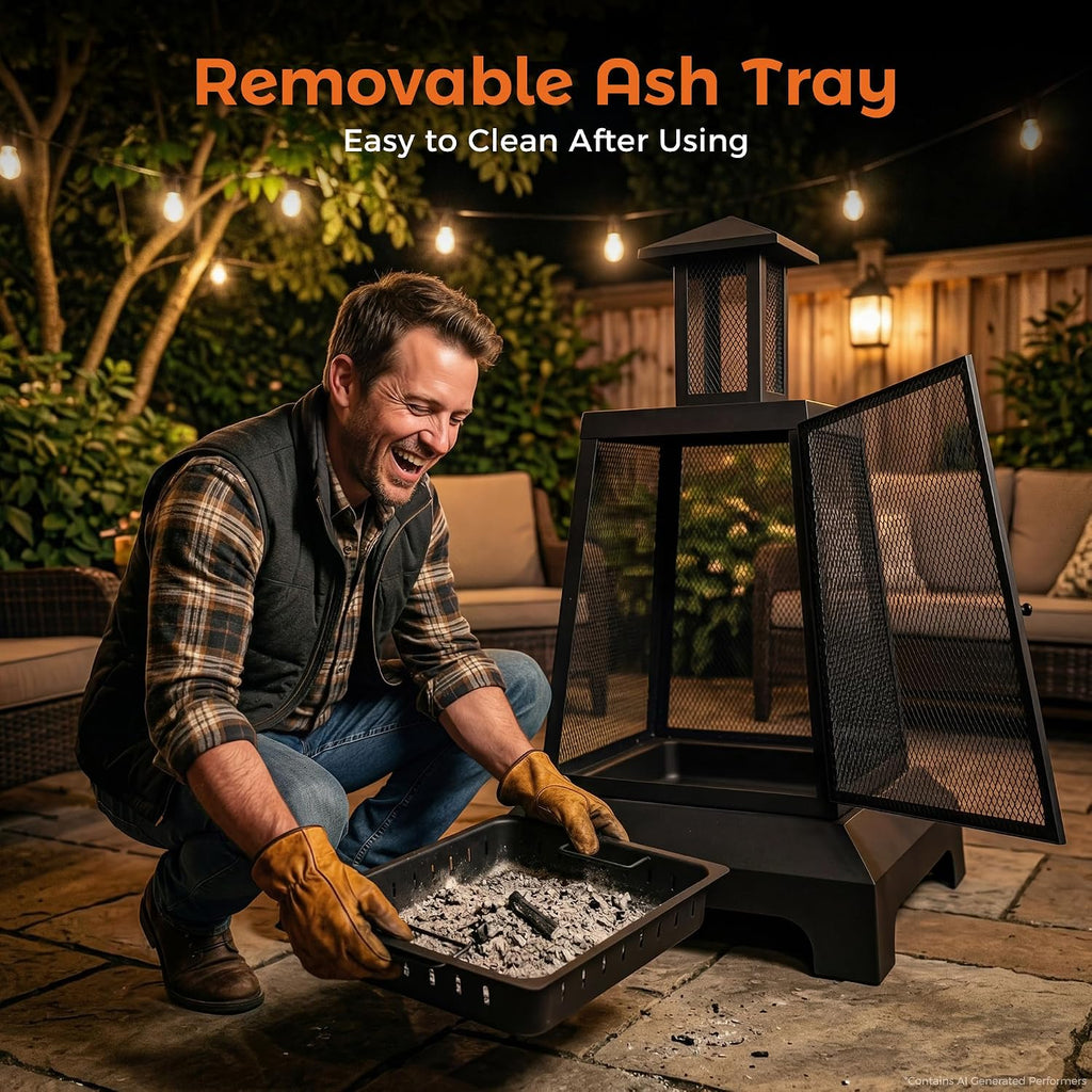 28 inch Fire Pit Outdoor, Outdoor Wood Burning Fire Pit Large, Firepits for Outside Patio, Garden, Backyard