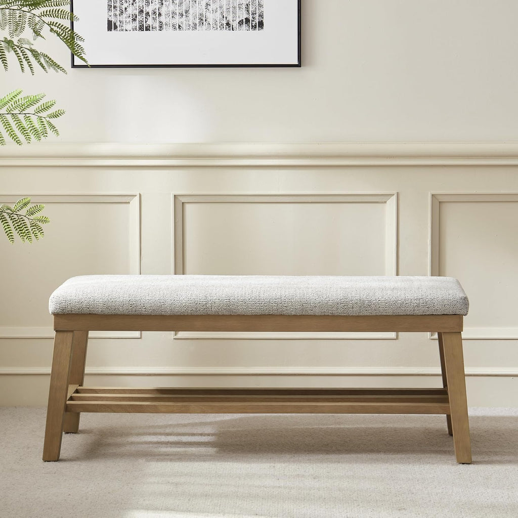 Entryway Bench, 44.4" Upholstered Shoe Storage Bench , Shoe Bench with Rubberwood Legs, Modern End of Bed Storage
