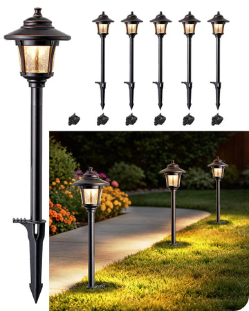 Low Voltage Landscape Lighting, LED Pathway Lights Glass 6 Pack