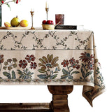 Designer Linen French Tablecloth for Rectangle Table,Fall Country Breathable Floral Tablecloths,Tabl