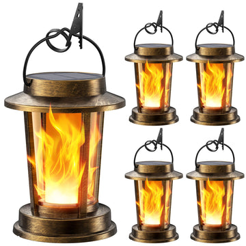 Solar Lanterns Outdoor Waterproof, Upgraded Flickering Flame Solar Lights Outdoor, Solar Powered Lanterns Decorative