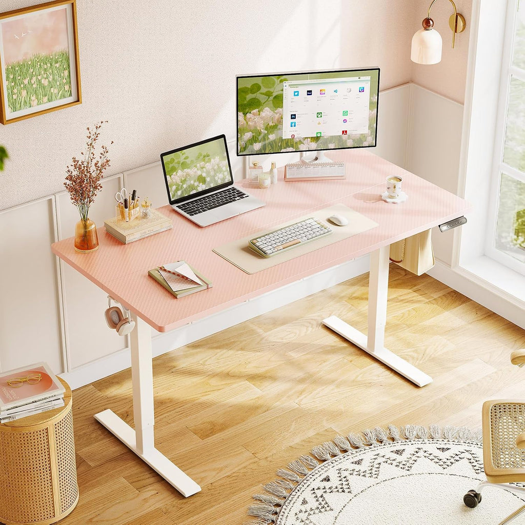 48" Pink Electric Standing Desk Height Adjustable