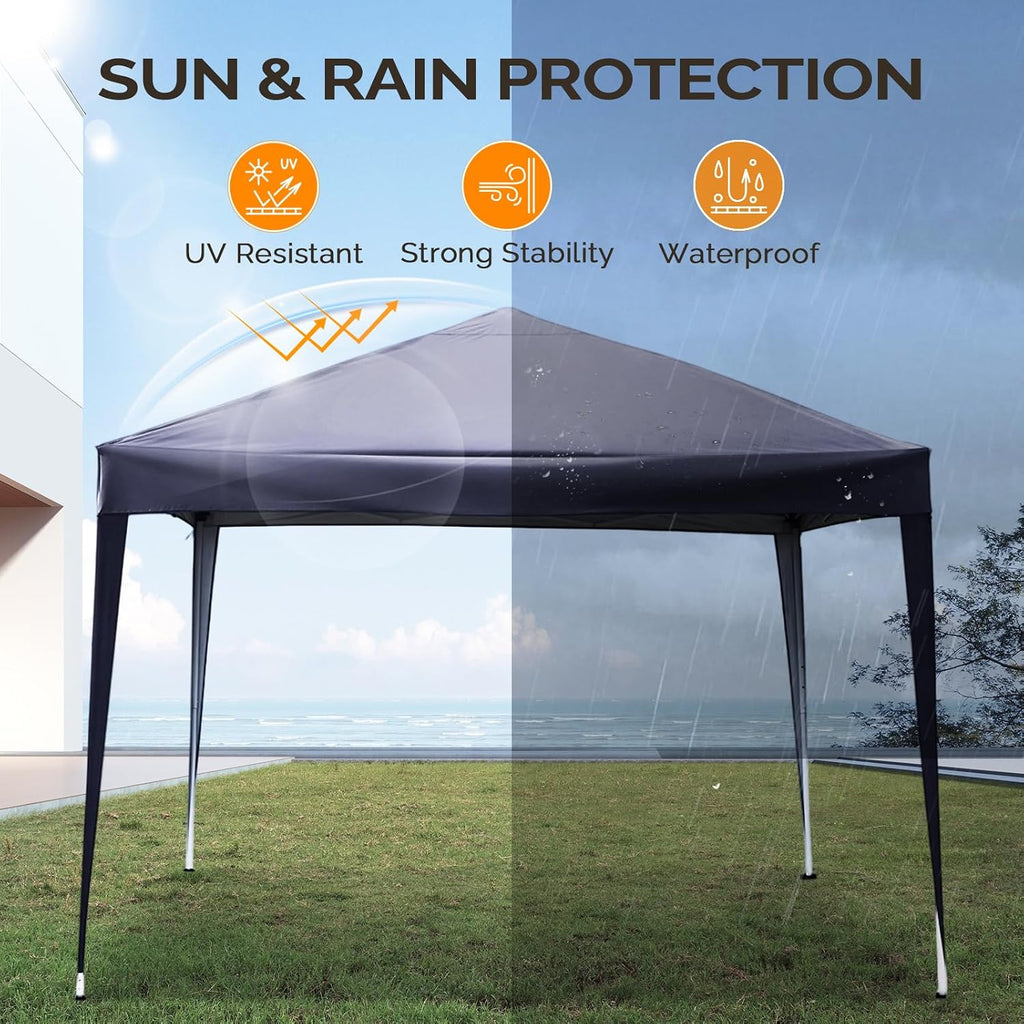 10x10 Pop Up Canopy Tent, Outdoor Portable Foldable Canopy Parties, EZ Up Gazebo with Carry Bag (Grey)