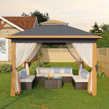 11'x11 Pop-Up Gazebo, Instant Outdoor Canopy Tent with Mosquito Nettings, Durable Steel Frame, Water