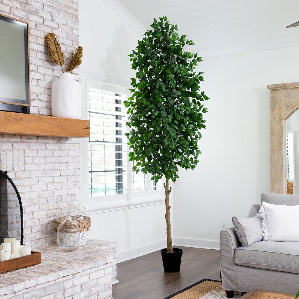10ft. Artificial Ficus Tree, Green, Plastic, Iron Wire, Polyester Materials, 30.58 lbs
