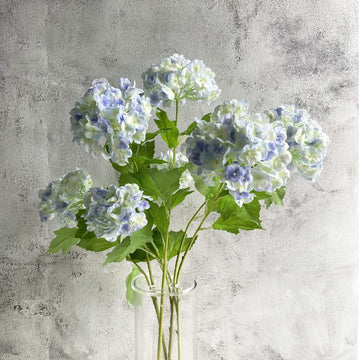 Artificial Snowball Viburnum 4 Pcs 26.8 in Graduated Blue Small Hydrangea 2 Head Natural Lifelike Real Touch Faux