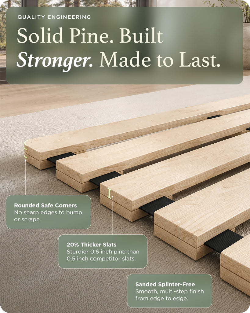 Floor Bed Frame Queen Size (62x82) - Foldable Japanese Futon Bed Frame