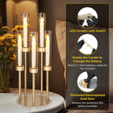 Gold Candelabra Centerpiece 4 Set 26.8'' Tall Candle Holder Centerpiece for Tables, 5 Arms Candlestick Holders with