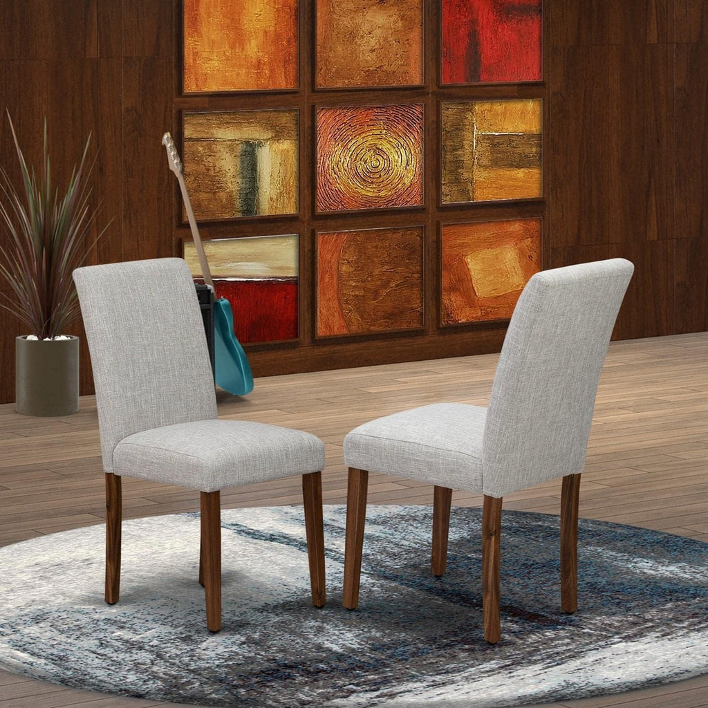 Abbott Classic Parson Chairs - Doeskin Linen Fabric Padded Dining Chairs, Set of 2, Natural