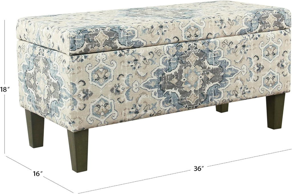 36" Decorative Storage Bench - Antiqued Blue