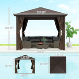 10' x 10' Hardtop Gazebo Canopy with Galvanized Steel Roof, Aluminum Frame