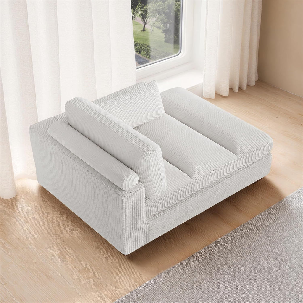 Oversized Chaise Lounge Chair Indoor with Left Armrest, Comfy Upholstered Sofa Bed Recliner Chair , Corduroy Reading