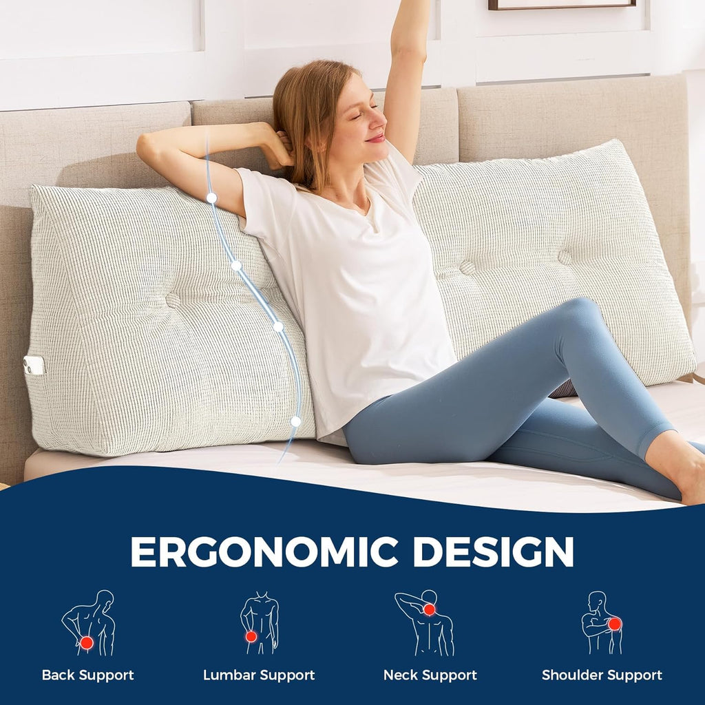 Headboard Pillow King, Triangle Pillows for Headboard, Head Board Backrest Wedge Pillow for Reading Sitting Working