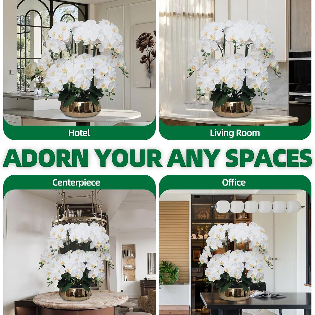 Orchids Artificial Flowers in Large Ceramic Vase 24.8'' Faux Orchid Plant