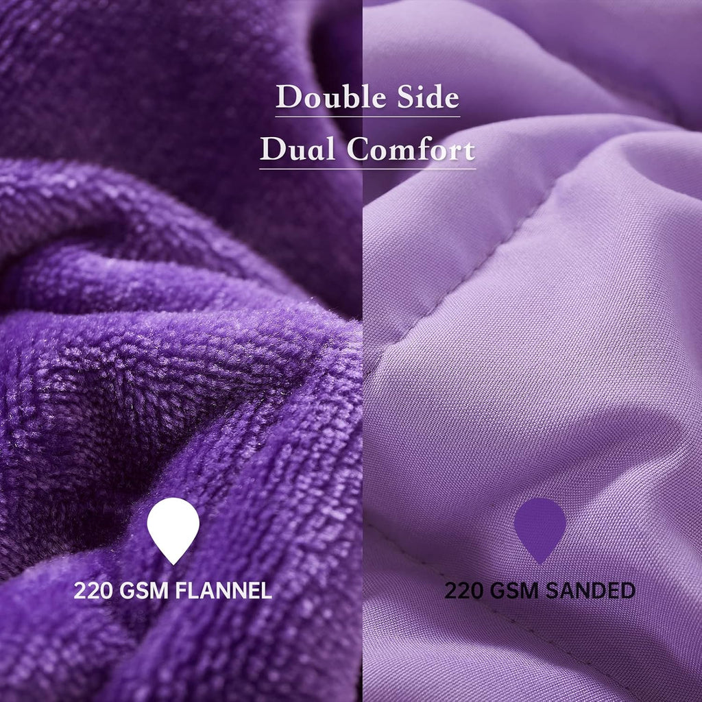 2 PCS Weighted Trow Blanket, Super Cozy Flannel Purple Weighted Blanket 60" x 80" 15 Pounds and 10 LBS Blue Cooling - Set of 2