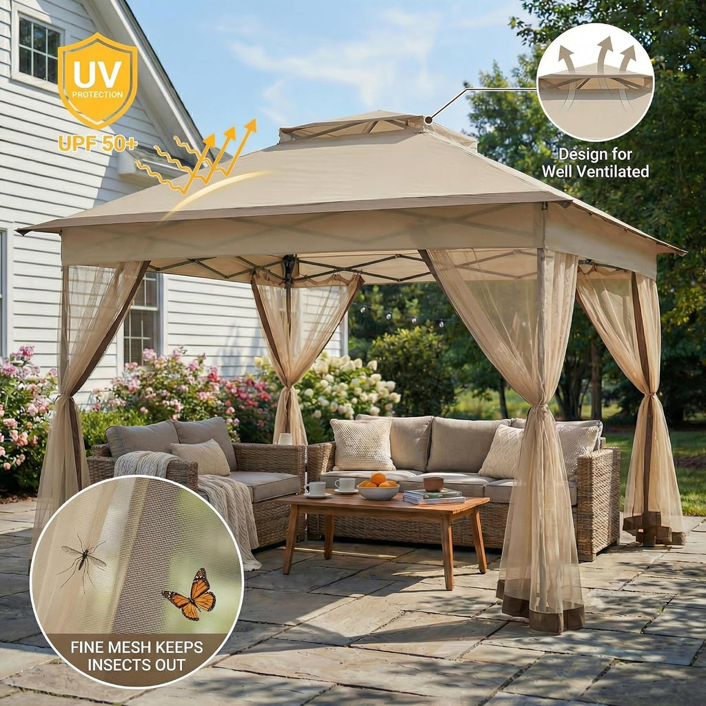 11x11 Pop Up Gazebo with Mosquito Netting