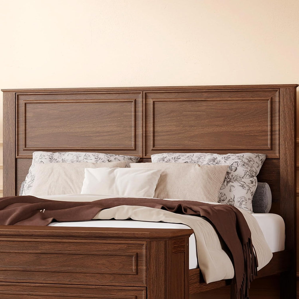 Queen Farmhouse Style Bed Frame with Storage Bench, 2 Drawers & Lift-Top Compartments, Solid Wood Platform Bed with
