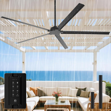 Waterproof Outdoor Ceiling Fans 72 Inch Black Industrial Ceiling Fans without Lights