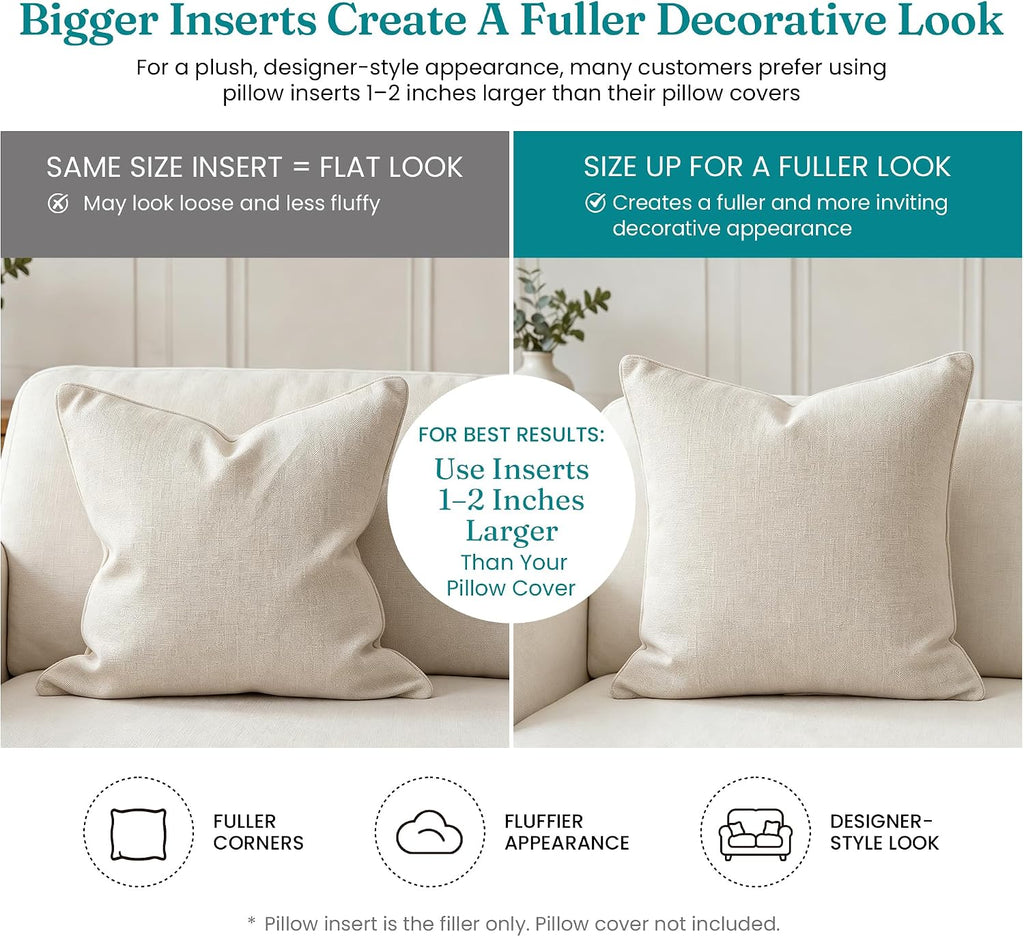 Throw Pillow Inserts 22x22, Decorative Throw Pillows - Set of 2