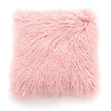 Real Tibetan Mongolian Lamb Fur Throw Pillow Cover Sheepskin Wool Fur Decorative Pillow Case Cushion Cover, Pink