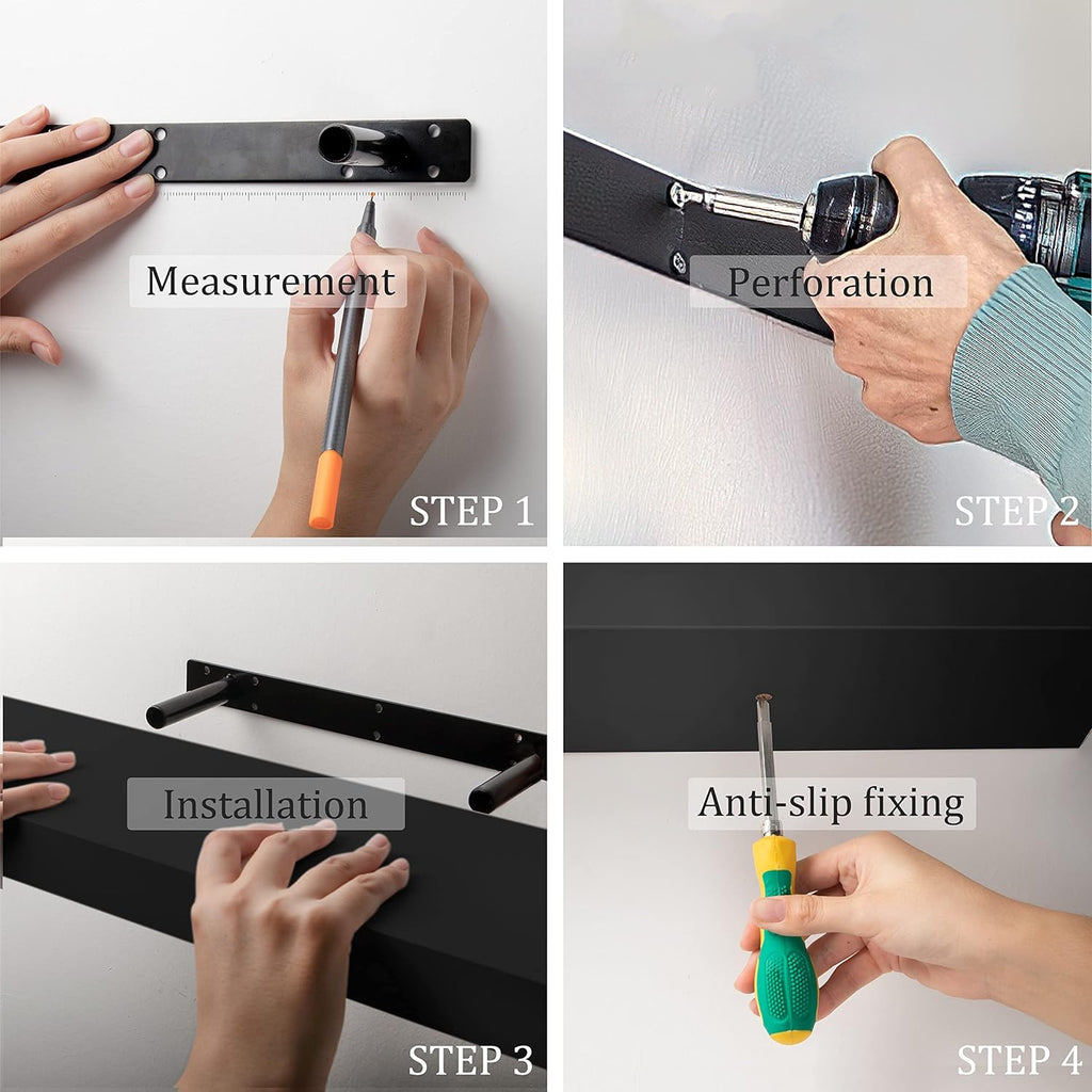 Floating Wall Shelves 24 x 6 Inch - Easy-Install Hanging Shelves with Hardware Included | Modern Decor Shelf Storage