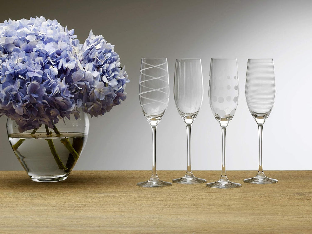 Crystal Cheers Champagne Flutes, Set of 4, 8 fluid ounces
