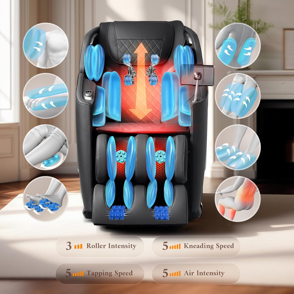 4D Massage Chair, Full Body Massage Chair, Zero Gravity Recliner w/ Intelligent Voice Control, 53.14" SL Track