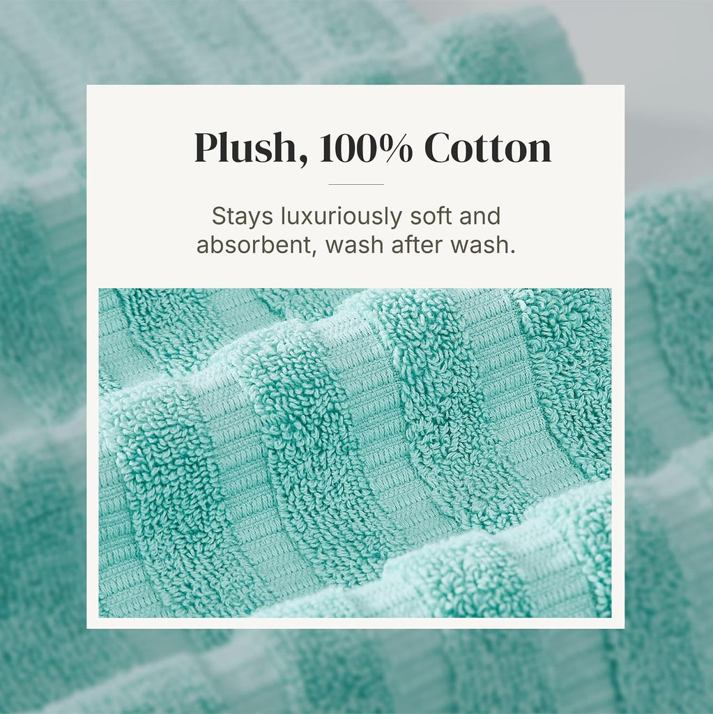 6 Piece Bath Towel Set - Bathroom Set with 2 Bath Towels, 2 Hand Towels, and 2 Wash Cloths - 100% Cotton, Super