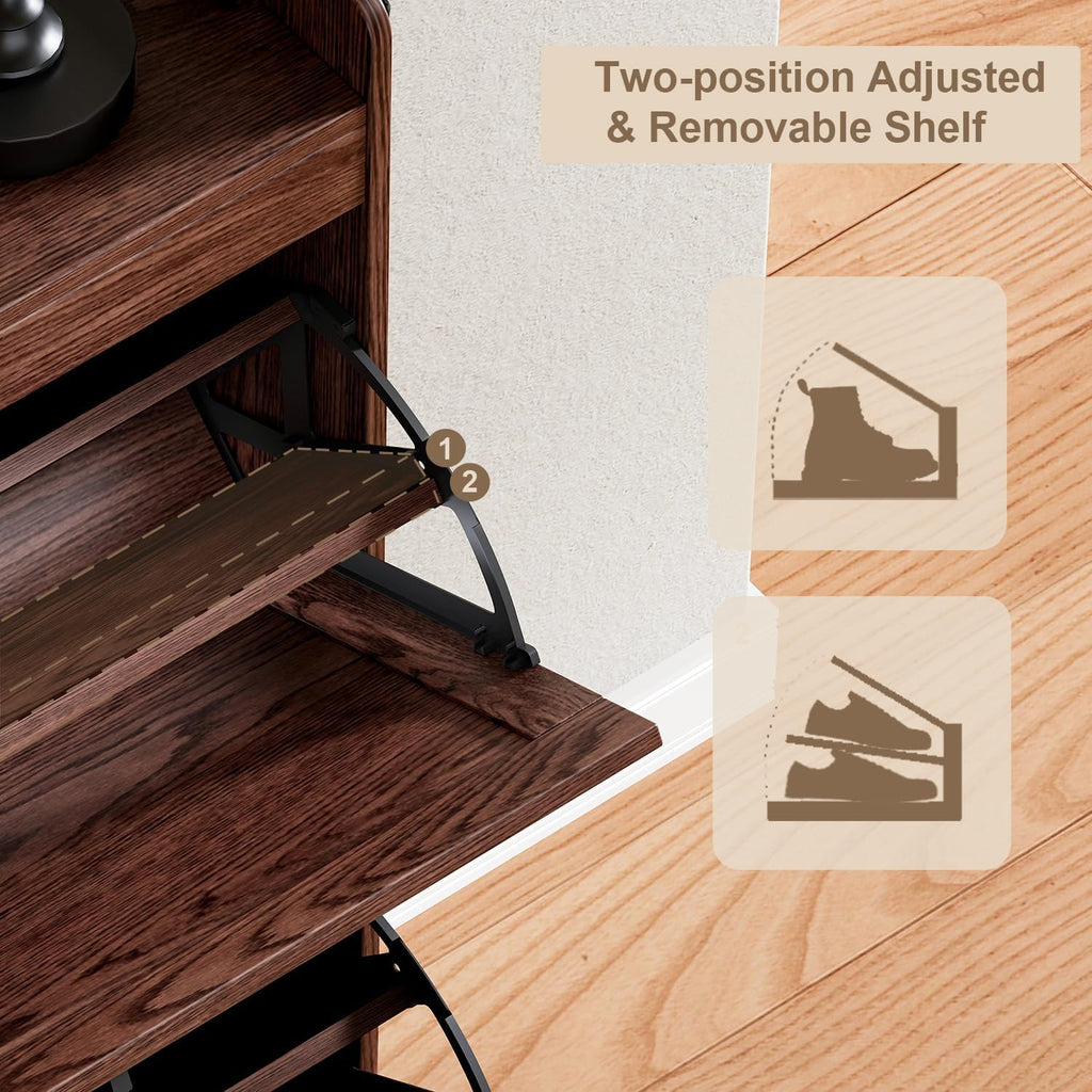 Shoe Storage Cabinet with 2 Flip Drawers, Deodorizing Shoe Organizer Storage , Freestanding Hidden Slim Narrow Shoe