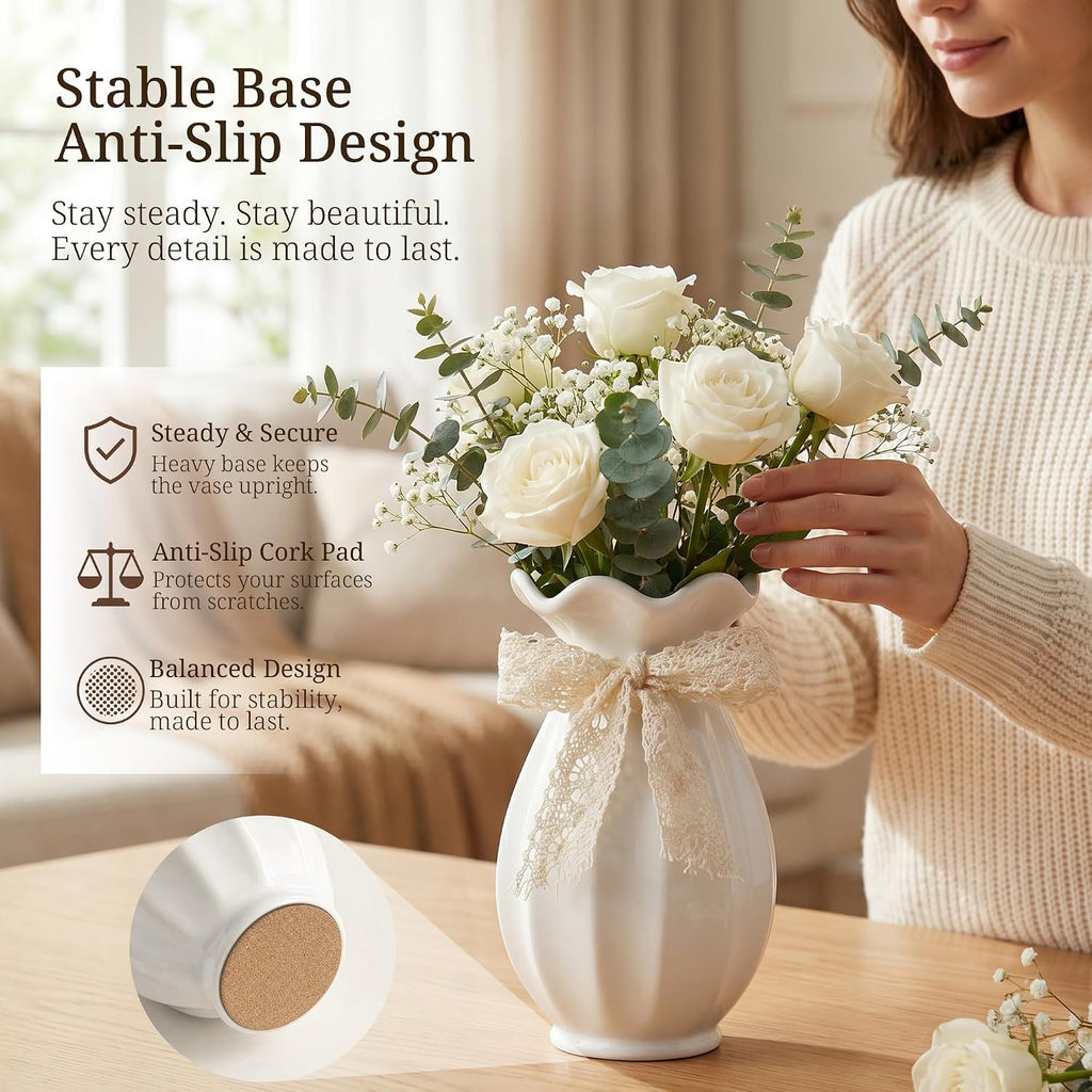 Ceramic Flower Vase with Bow