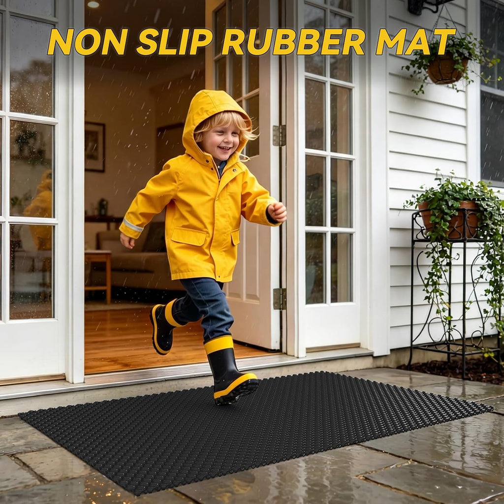 Front Door Mat Outside Entrance, Non Slip Doormat, Black 24"x36"