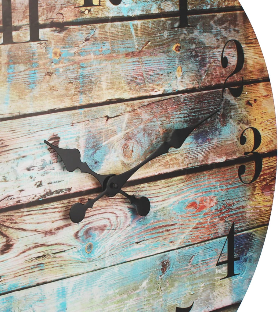 Vintage Farmhouse Wooden 23 Inch Round Battery Operated Hanging Wall Clock