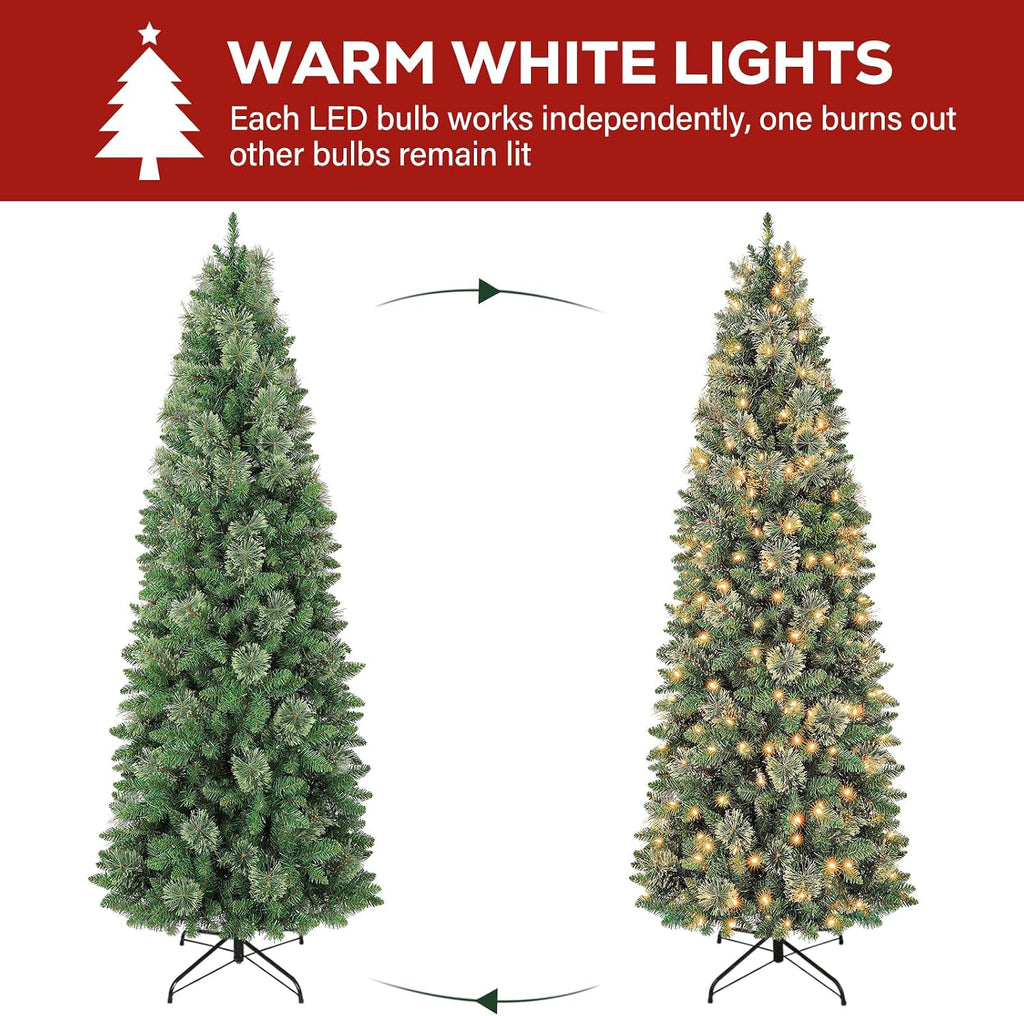 Slim Prelit Christmas Tree with Pine Needle