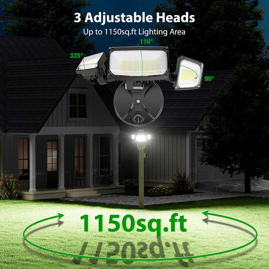 Dusk to Dawn Outdoor Lighting, Plug in Flood Light, Remote, Black | 100W 10000LM LED Security Light with Photocell, 2