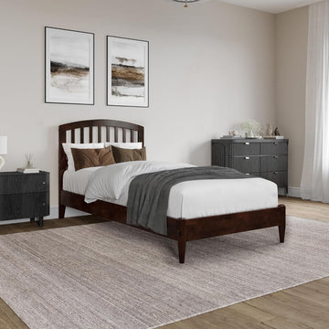 Quincy Twin XL Solid Wood Low Profile Platform Bed, Walnut