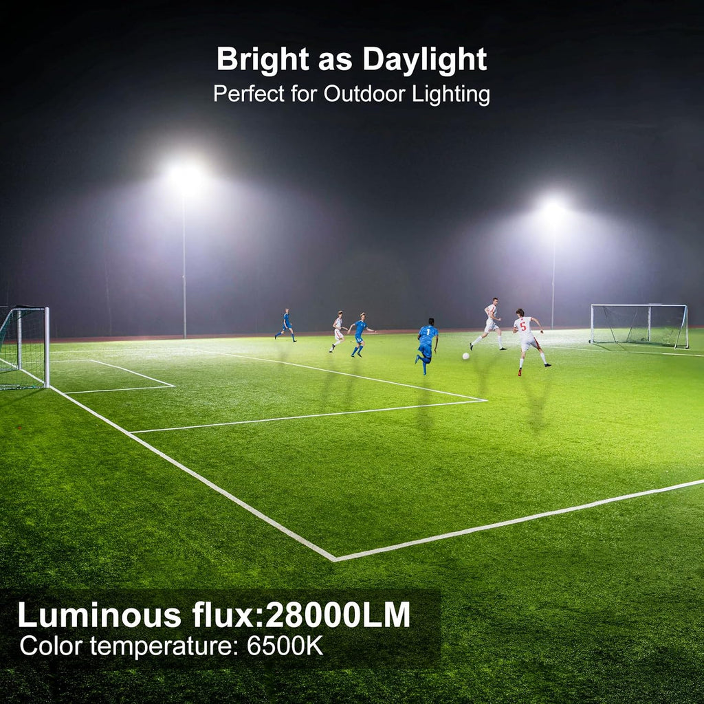 100W 2Pack LED Flood Light Outdoor, 28000LM Stadium Lights Outdoor LED, 6500K Parking Lot Light IP67 Waterproof