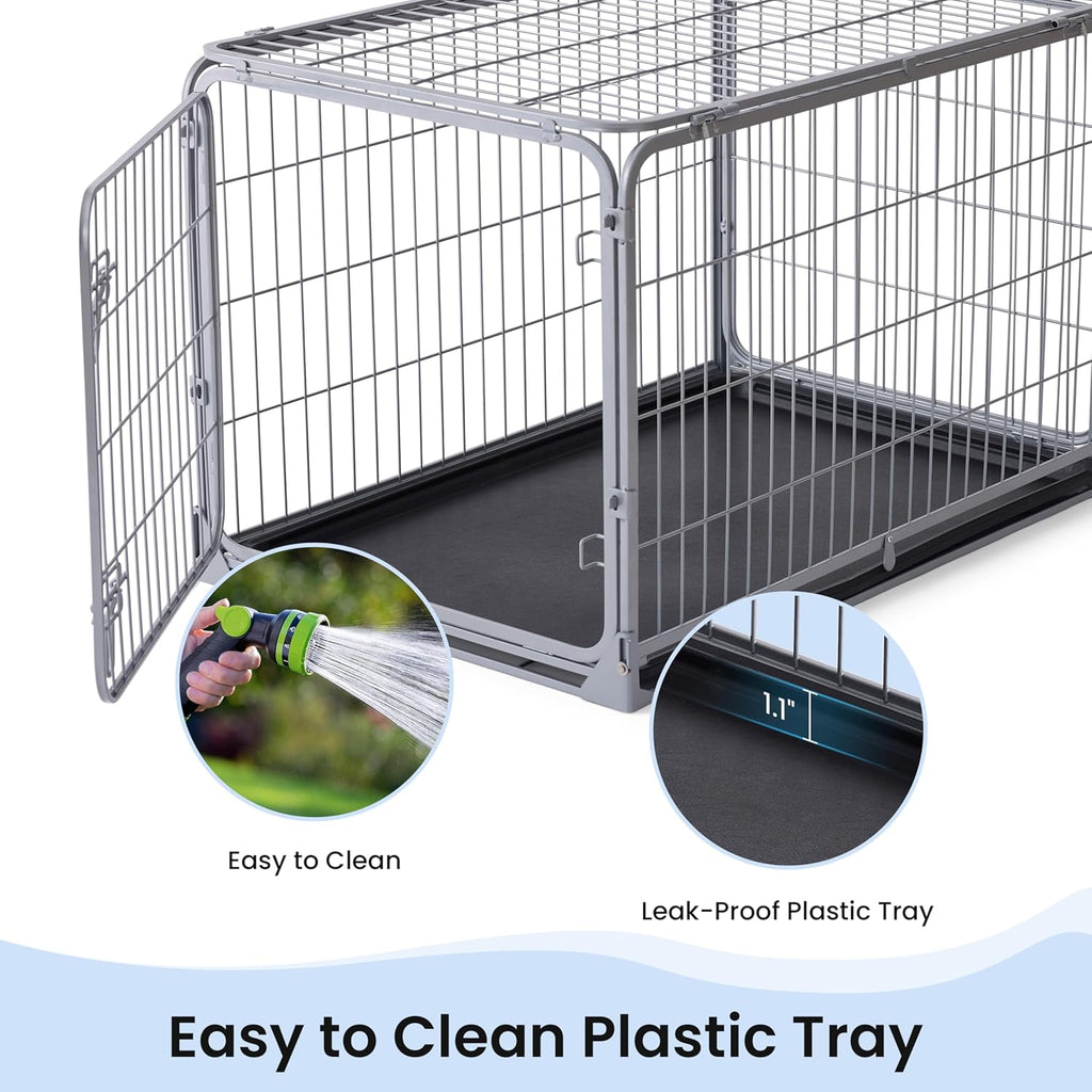 Collapsible Dog Crate for Medium Dogs - 36 inch Escape Proof Metal Dog Kennel with Double Door