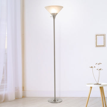 Torchiere Floor Lamp, Brushed Silver, 12.75" x 75.5"