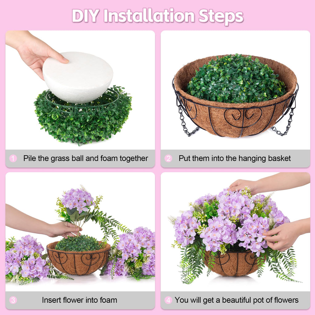 Artificial Light Purple Hydrangea Flowers with Hanging Basket