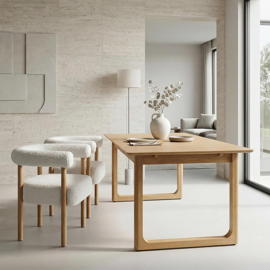 Extendable Wood Dining Table for 4-8, 71" Inch Modern Rectangular Kitchen Tables with Wooden Base Farmhouse Dinner