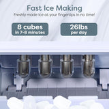 Portable Ice Maker with Scoop & Basket - Ice Maker with LED Control Panel & 1 Quart Water Tank- Ice Cube Maker